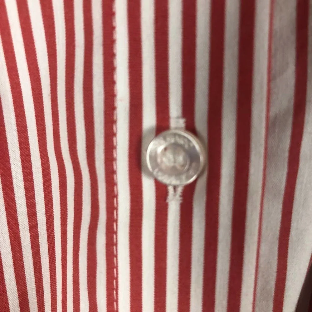CALVIN Klein Shirt Red White Striped Colorblock Collared Trendy Size 1X Large - Picture 5 of 13